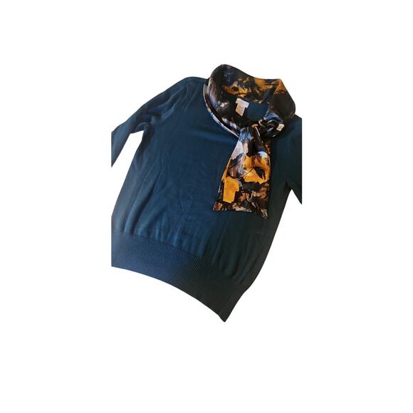 Jaclyn Smith Fall Essential Womens Sweater Size Small with Silk scarf Teal - Picture 2 of 6